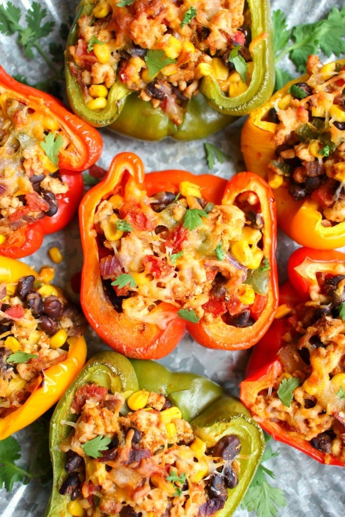 Meet your new favorite recipe for Healthy Stuffed Peppers! These Low-Carb, Healthy Taco Stuffed Peppers are super simple to make, and an easy meal prep option!