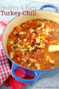 The most flavorful, delicious Healthy Turkey Chili Recipe out there! Made with lean ground turkey, bell peppers, beans and a few other ingredients, this is definitely the best Turkey Chili Recipe I've ever made!