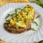 Need a way to skinny-up your Egg Salad? My Healthy Egg Salad with Greek Yogurt is amazing! Loaded with protein, and packed with flavor this Egg Salad recipe is just 5 simple ingredients!