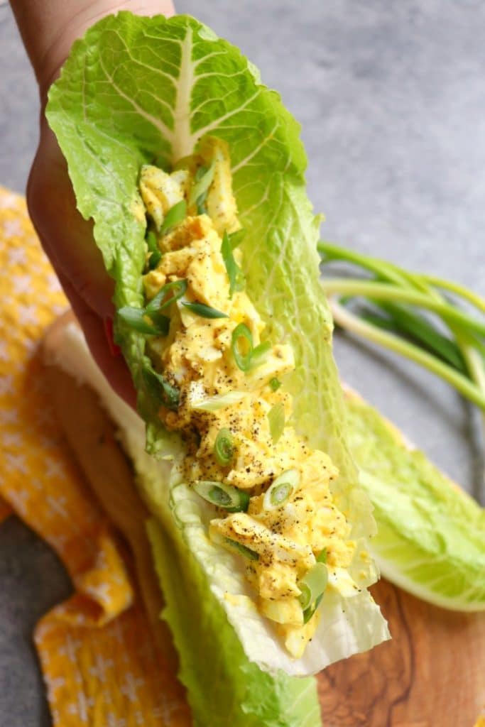 Need a way to skinny-up your Egg Salad sandwich? My Healthy Egg Salad with Greek Yogurt is amazing! Loaded with protein, and packed with flavor this Egg Salad recipe is just 5 simple ingredients!