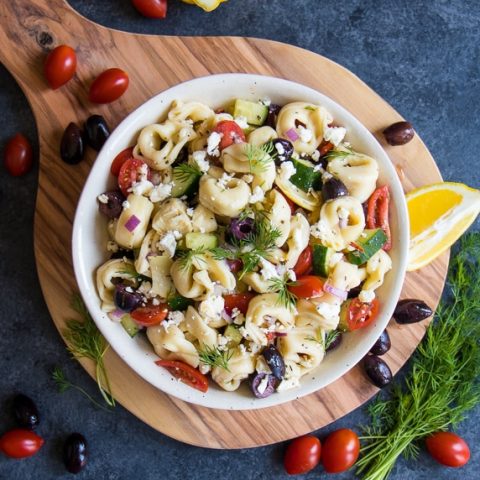 Do you love a really amazing, tortellini pasta salad? My Easy Greek Tortellini Salad recipe is the perfect dish for your next cookout. Loaded with all of your favorite Greek ingredients, this cold tortellini salad will be your new side dish for just about any meal!