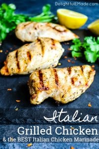 Looking for a really amazing Italian Chicken Marinade? Look no further! This simple recipe for Italian Grilled Chicken will be your new favorite dinner idea. The BEST grilled chicken recipe for breasts, legs and thighs!