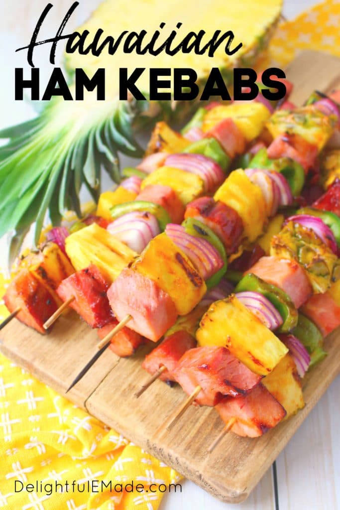 Get your cookout game on point with these incredible Hawaiian Ham and Pineapple Kabobs! Made with savory, delicious ham, fresh pineapple and veggies, these simple ham and pineapple skewers will be your new favorite summer grilling recipe!