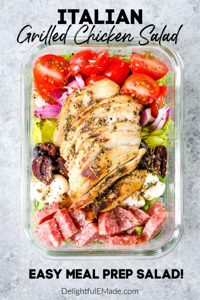 Could you use a new meal prep salad that's healthy AND delicious? This Italian Chicken Salad is the perfect mix of Italian flavors and healthy ingredients to keep you full for hours. If you need lunch salad ideas, you'll love this one!