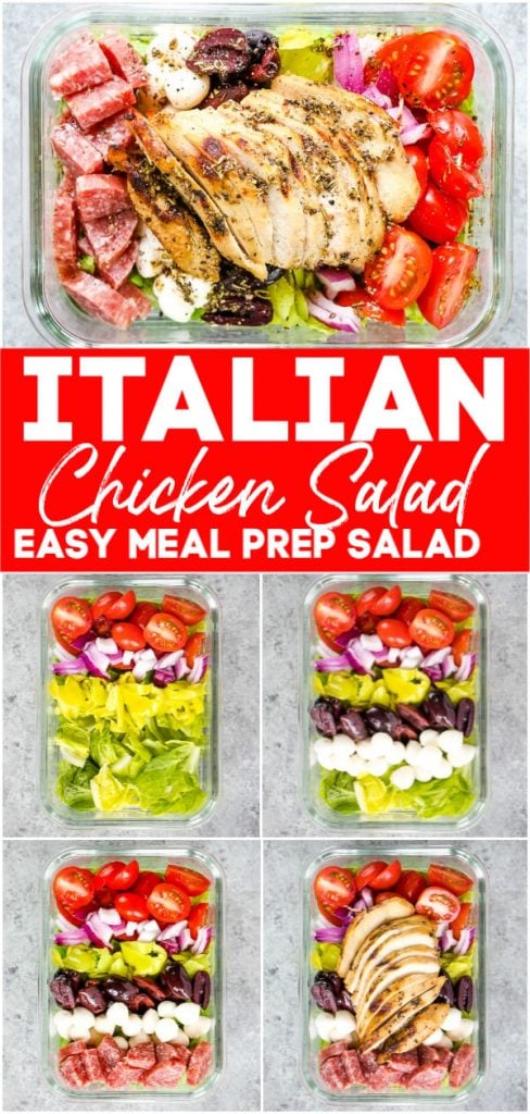 Could you use a new meal prep salad that's healthy AND delicious? This Italian Chicken Salad is the perfect mix of Italian flavors and healthy ingredients to keep you full for hours. If you need lunch salad ideas, you'll love this one!