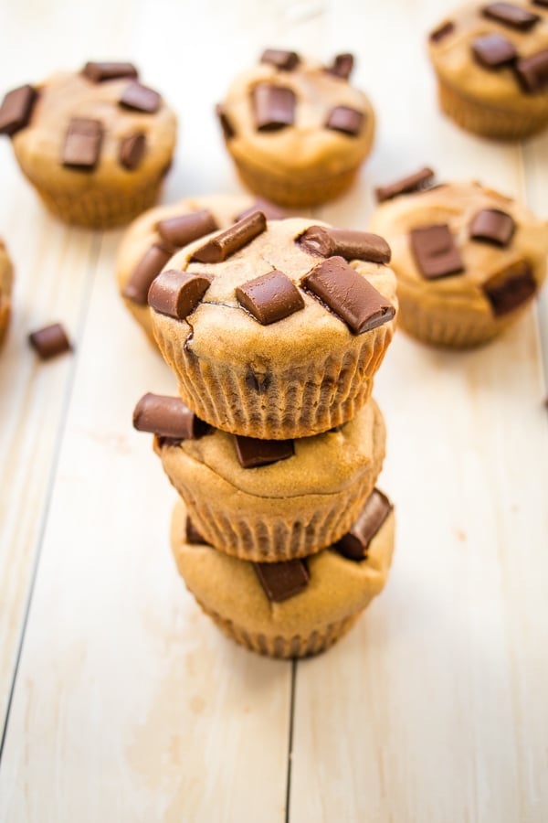 These Peanut Butter Banana Muffins have no flour, no oil and no refined sugar, making them the ultimate healthy snack. These flourless banana muffins come together quickly in the blender for a silky, souffle like consistency that's amazing!