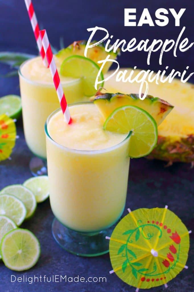 Want to know how to make a daiquiri? This incredible Pineapple Daiquiri recipe is made with fresh pineapple, limes and coconut rum. Perfect for sipping poolside or blending for all of your friends at your next summer cookout!