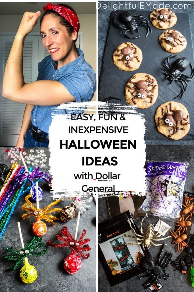 Photo collage of Dollar General Halloween ideas.