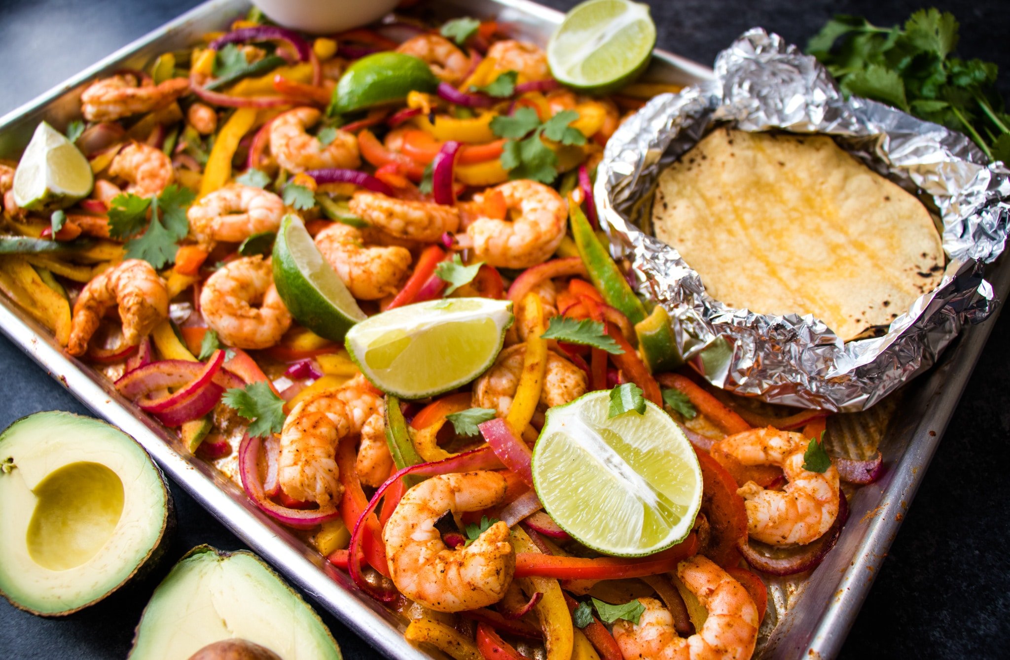 Sheet Pan Shrimp Fajitas - Damn Delicious