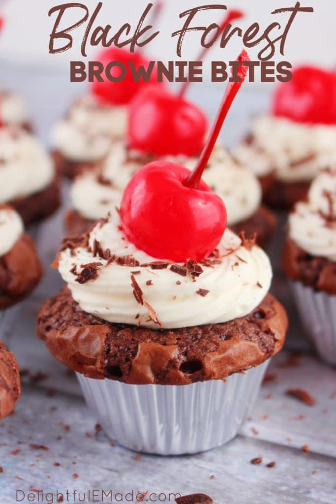 Black forest brownie bites, mini black forest brownies.