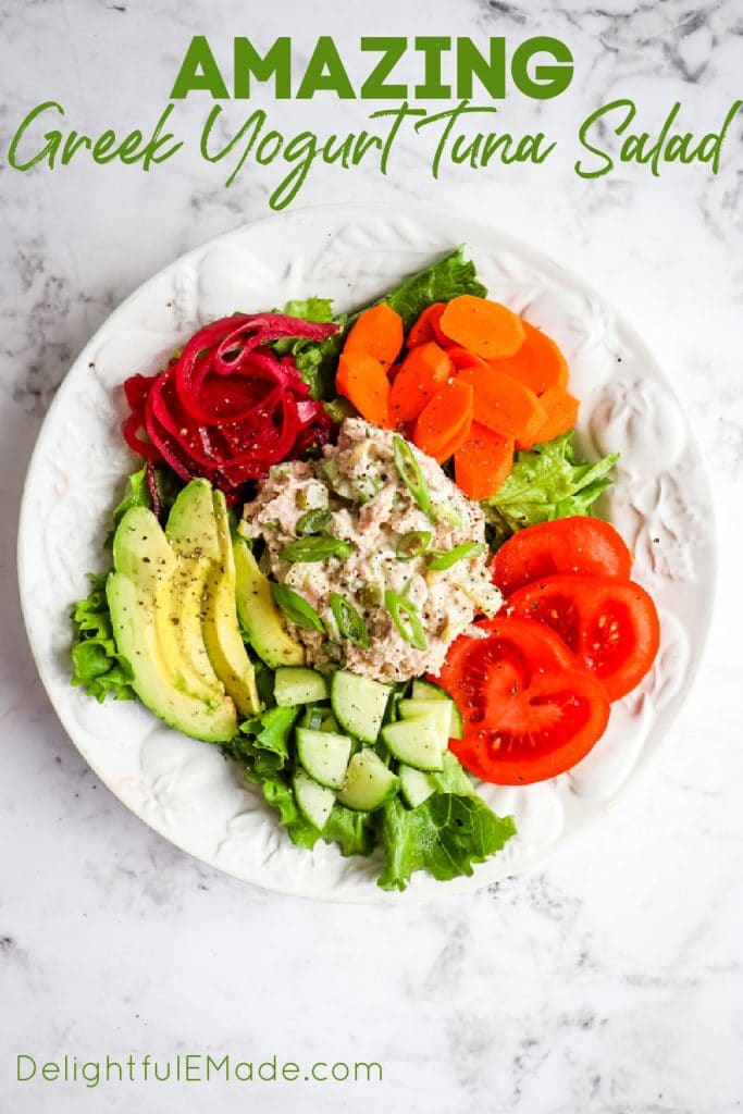 Greek yogurt tuna salad, no mayo tuna salad recipe.