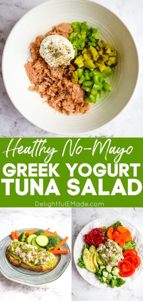 Greek yogurt tuna salad, no mayo tuna salad, on toast and in salad.