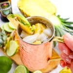Pineapple Moscow Mule, in copper mug.