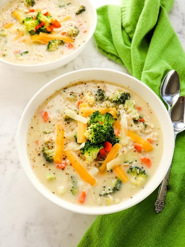 Healthy Chicken Broccoli Cheese Soup - Delightful E Made
