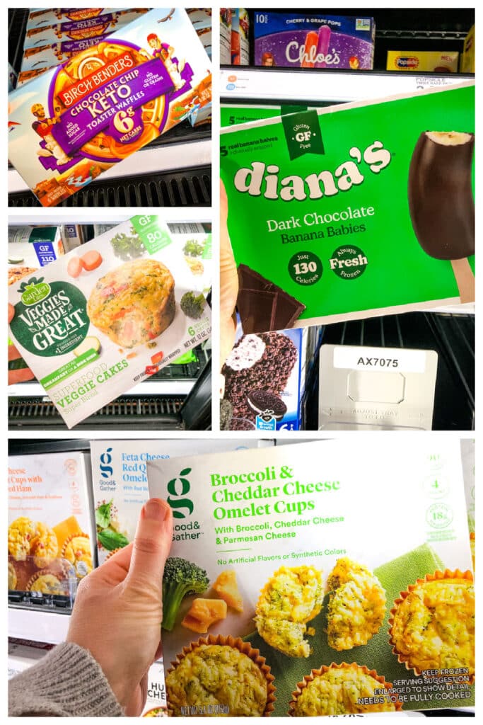 Healthy target snacks to buy, frozen foods.