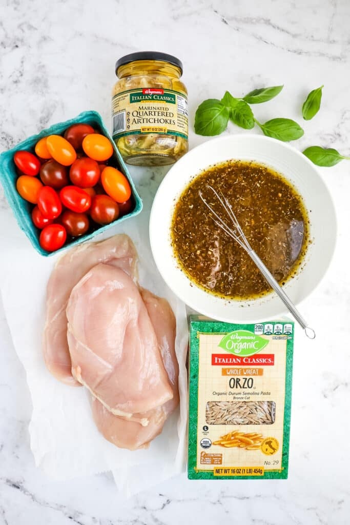 Ingredients needed for baked Italian chicken recipe.