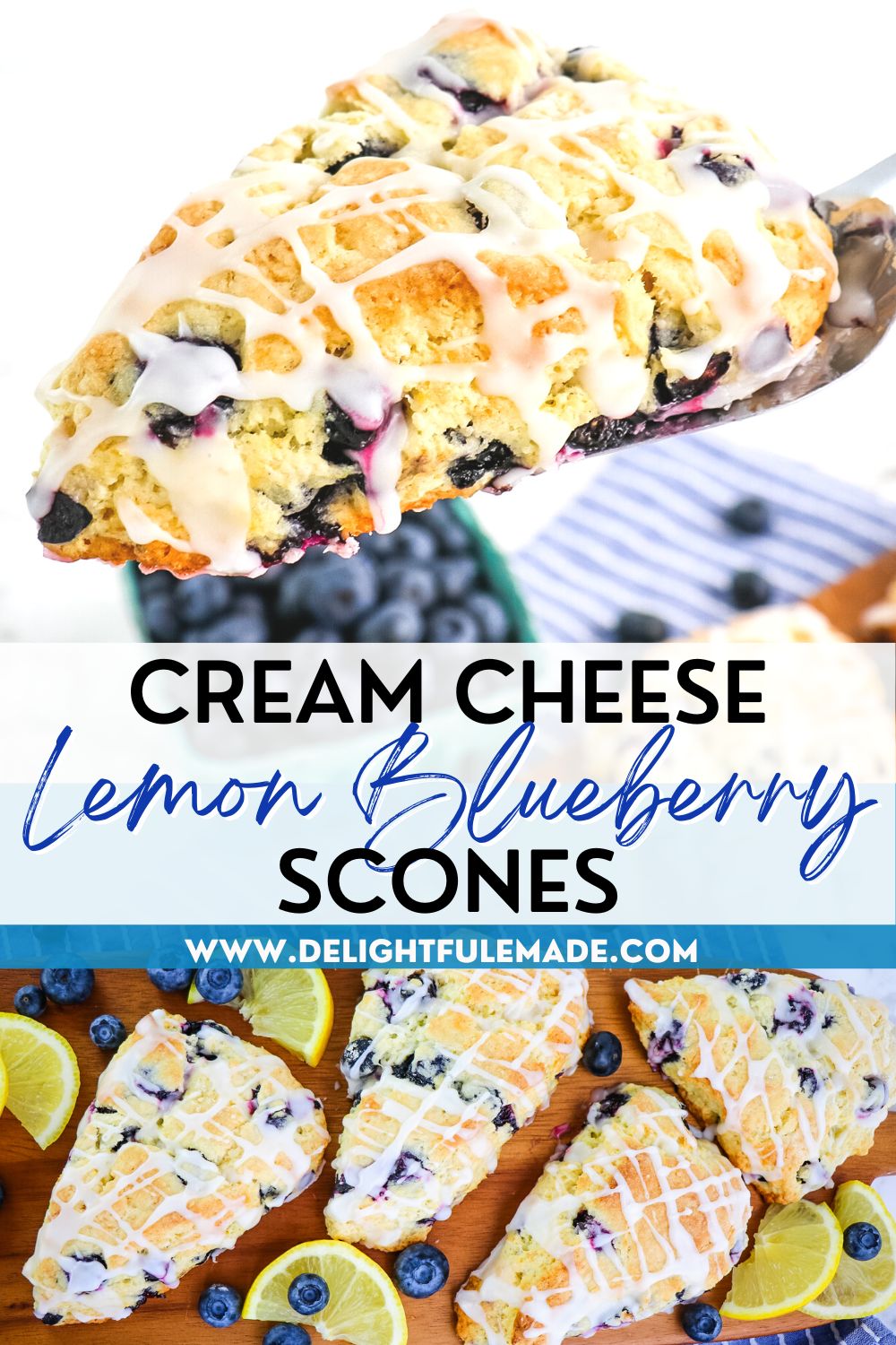 Tender And Flaky Cream Cheese Lemon Blueberry Scones Recipe