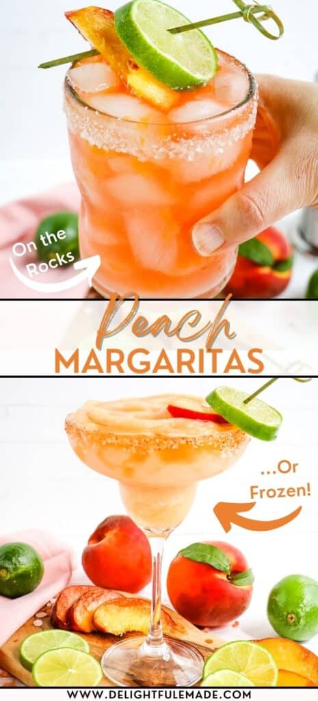 Peach margaritas, on-the-rocks and frozen.