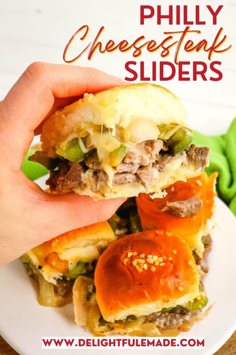 The BEST Philly Cheesesteak Sliders Recipe Delightful E Made   Philly Cheesesteak Sliders ShortPin 768x1152 