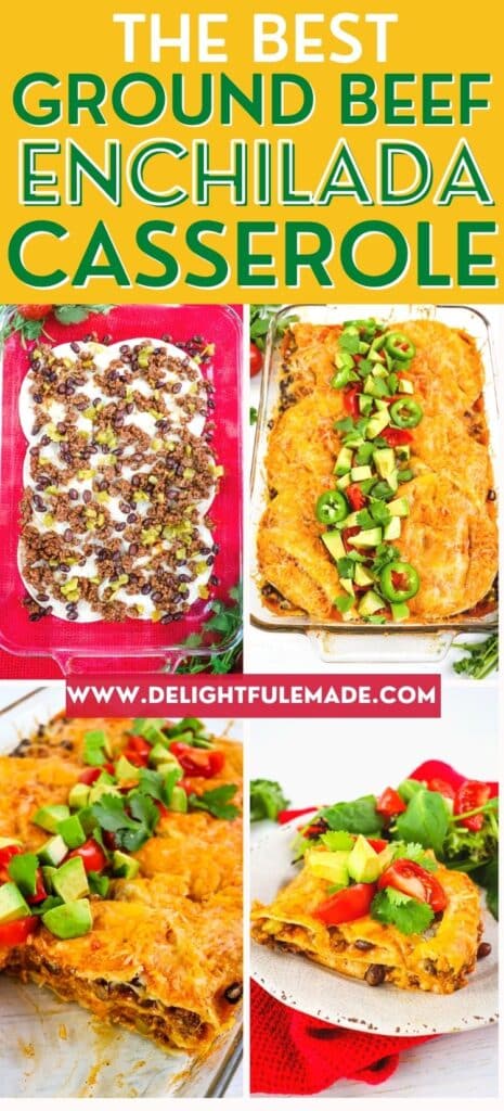 Step by step photos of how to make ground beef enchilada casserole.