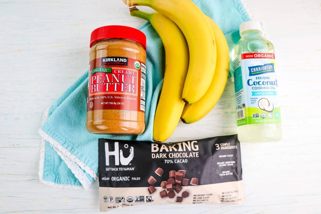 Ingredients needed to make peanut butter banana bites.