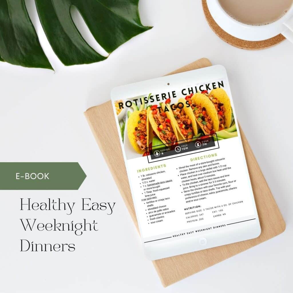 Healthy easy weeknight dinners ebook on a iPad.