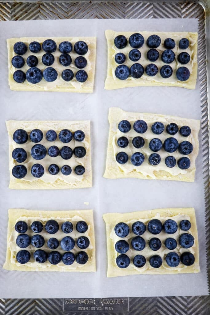 Fresh blueberries topped the Blueberry Danish just before being baked.