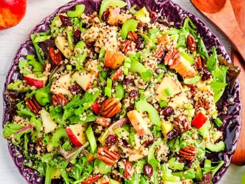 cranberry pecan quinoa salad with honey orange dressing EASY Cranberry Apple Quinoa Salad with Pecans