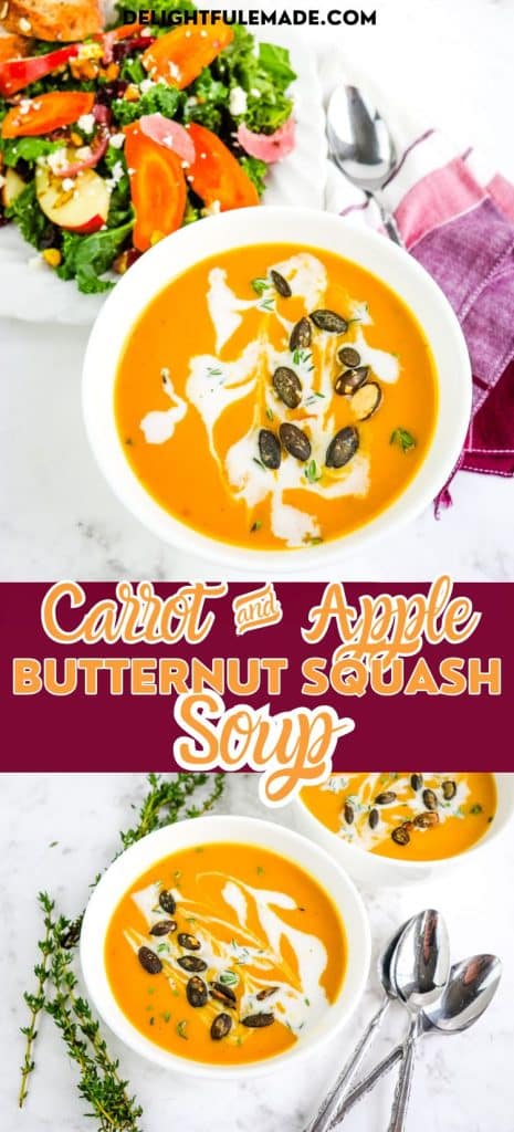 Carrot and Apple Butternut squash soup with a carrot salad on the side.