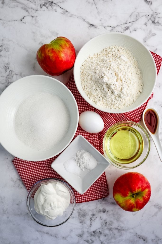Ingredients needed to make the Dutch apple sour cream cake.