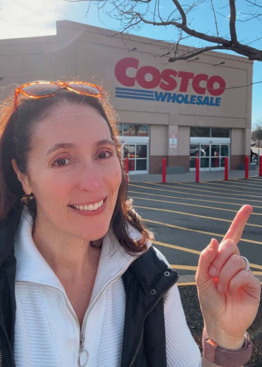 Erin standing in front of Costco.