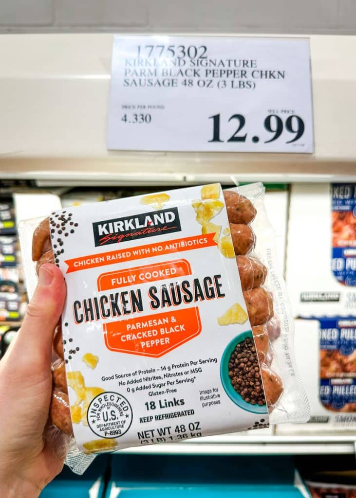 Pack of chicken sausage at Costco.